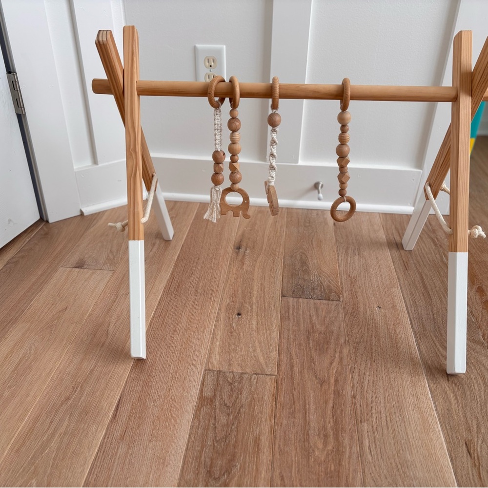 Wooden Baby Play Gym with Hanging Toys